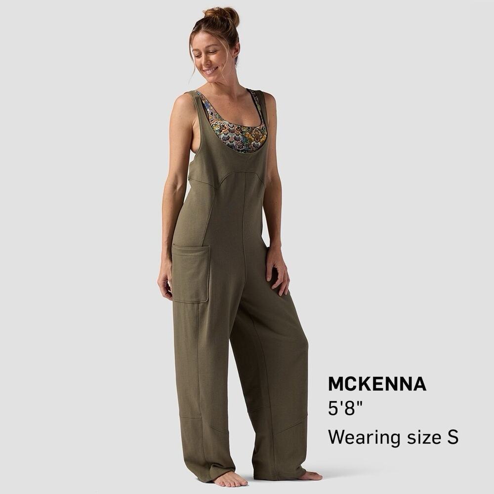 Backcountry Coyote Hollow Jumpsuit Womens Large Sleeveless Casual Lounge Olive
